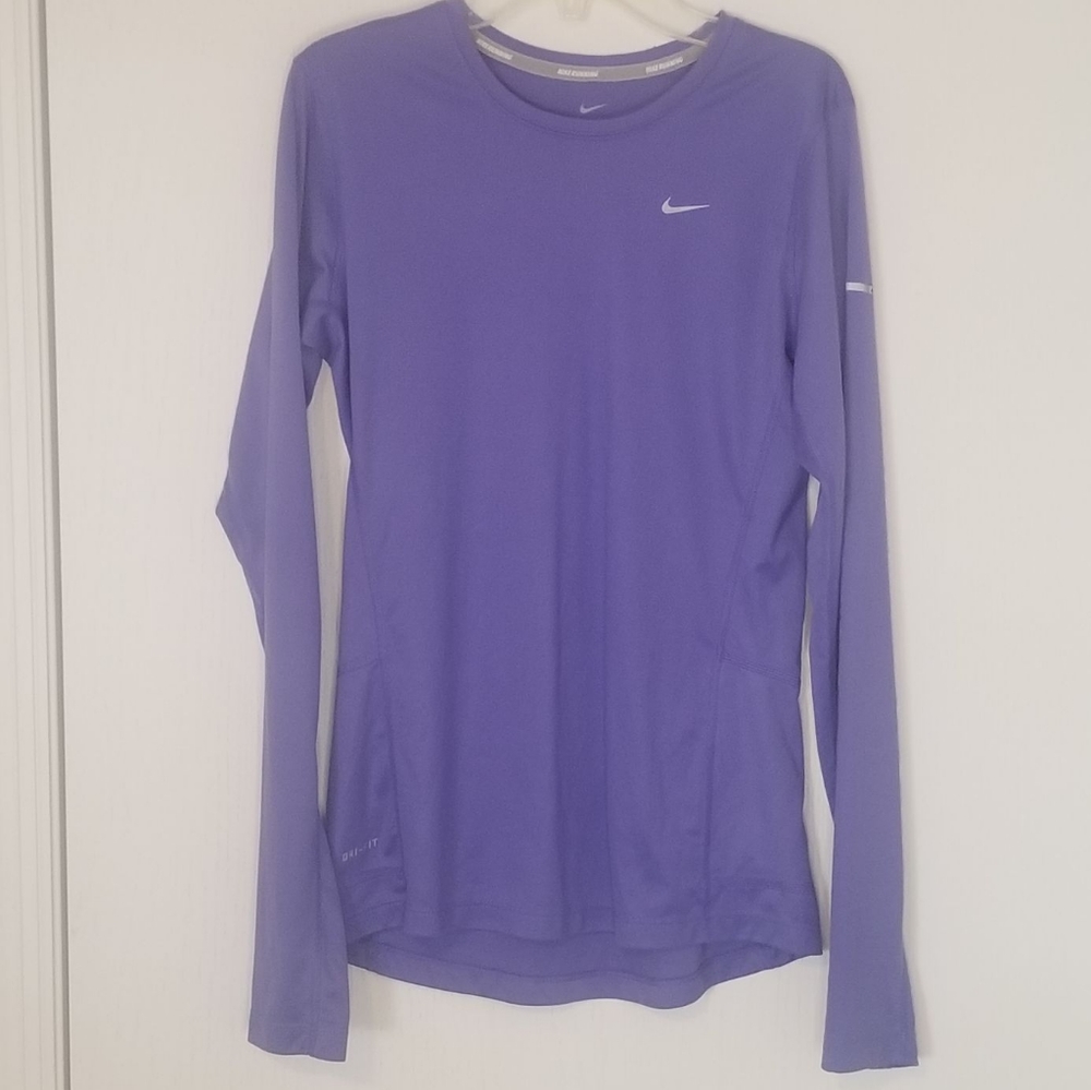 Womens Nike Running Dri-fit Purple Long Sleeve Top